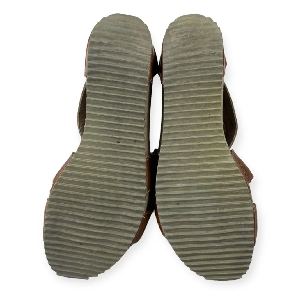 JOSEF Seibel Meike 05 Leather Kork Wedge Sandals 41 Camel Brown